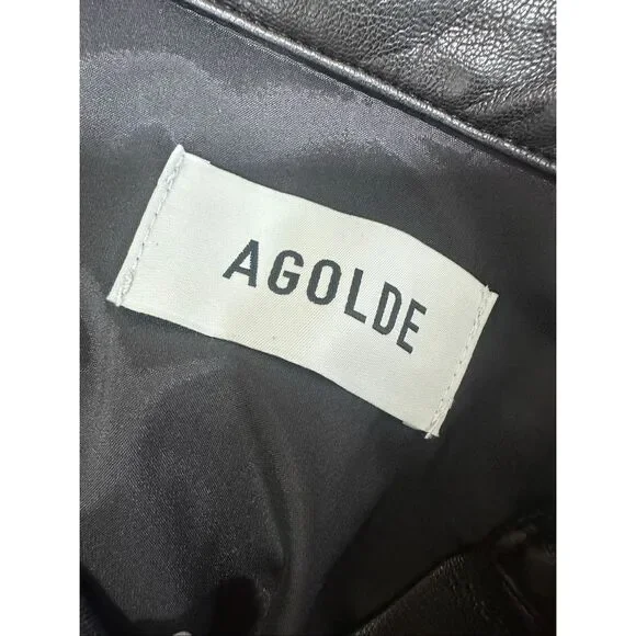 AGOLDE Calla Vegan Leather Shirt in Shadow Size Extra Small $275